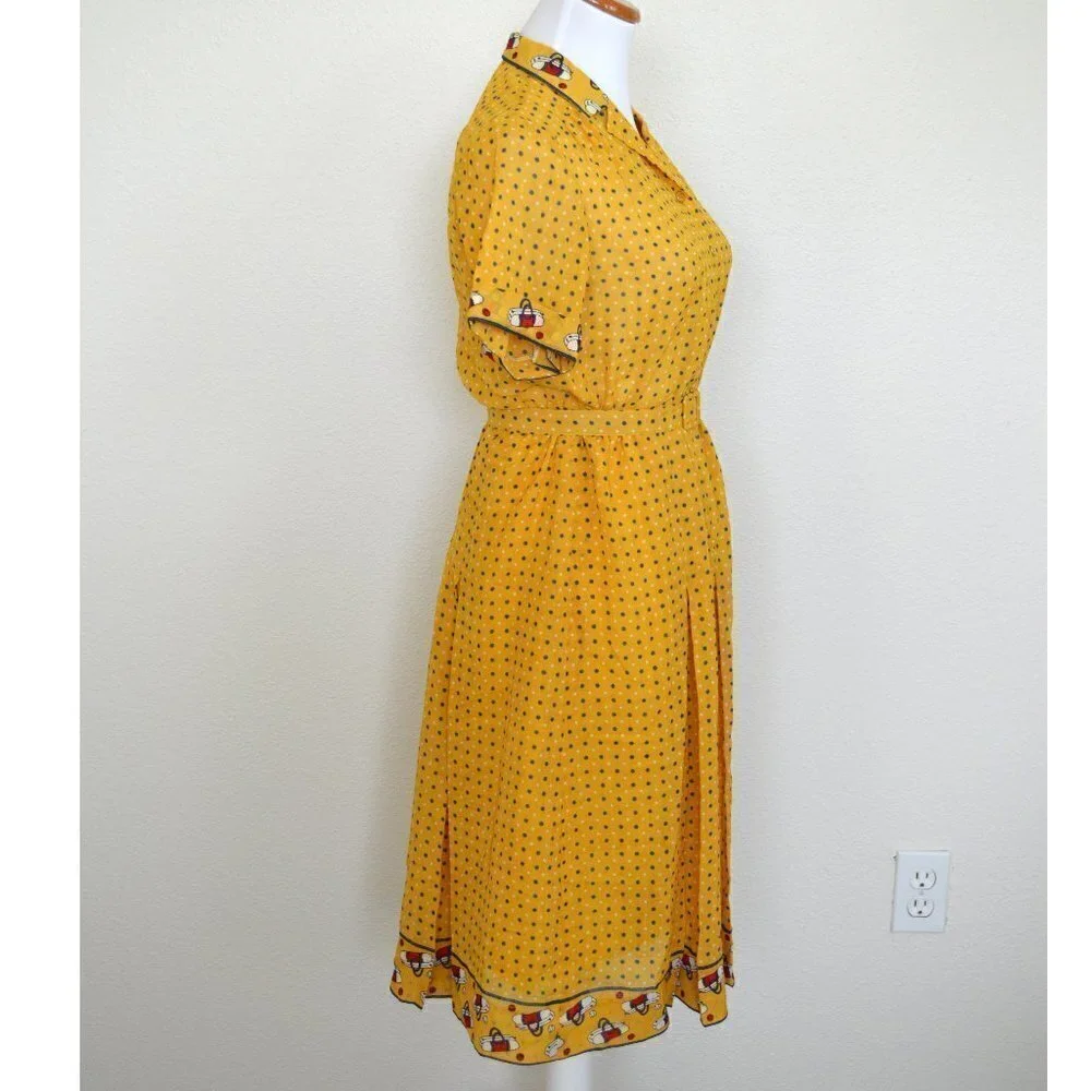 Vintage Tennis Printed Polka Dot Dress - Picture 5 of 7